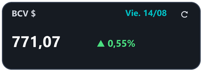 Widget Compacto 2x1 Dólar BCV